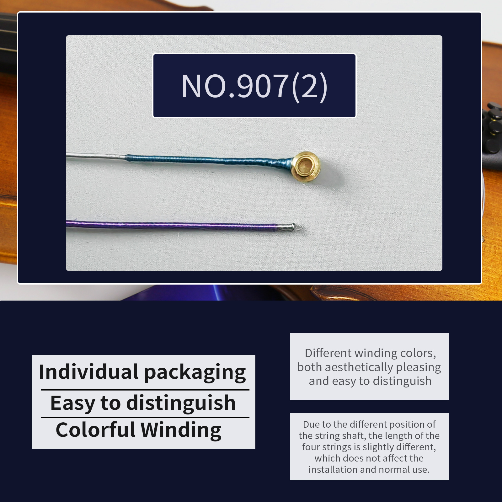 Violin Strings 4/4 Full Set Professional Performance Grade, Ball End, Nylon Wound 901 (Includes E, A, D, G Strings)…