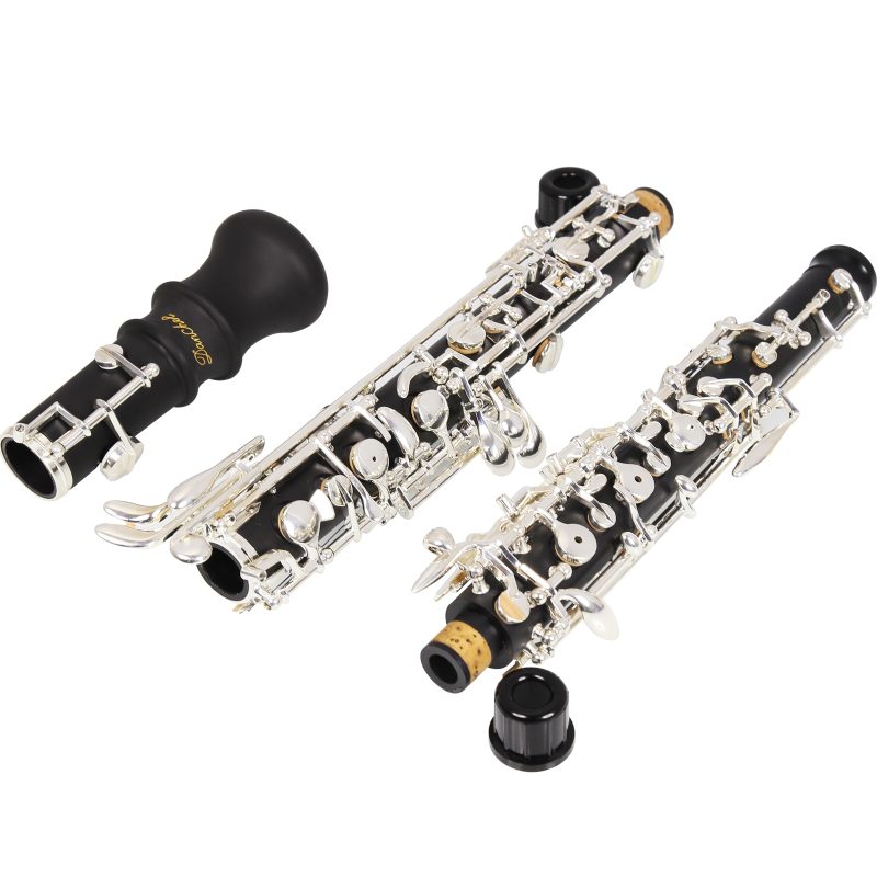 Oboe Beginner Student Level ABS Body Silver Plated Semi Automatic C Tone with Reeds, Cleaning Cloth, Oboe Swab, Powder Paper, Absorbing Paper, Thumb Rest, Screwdriver, Gloves, Case