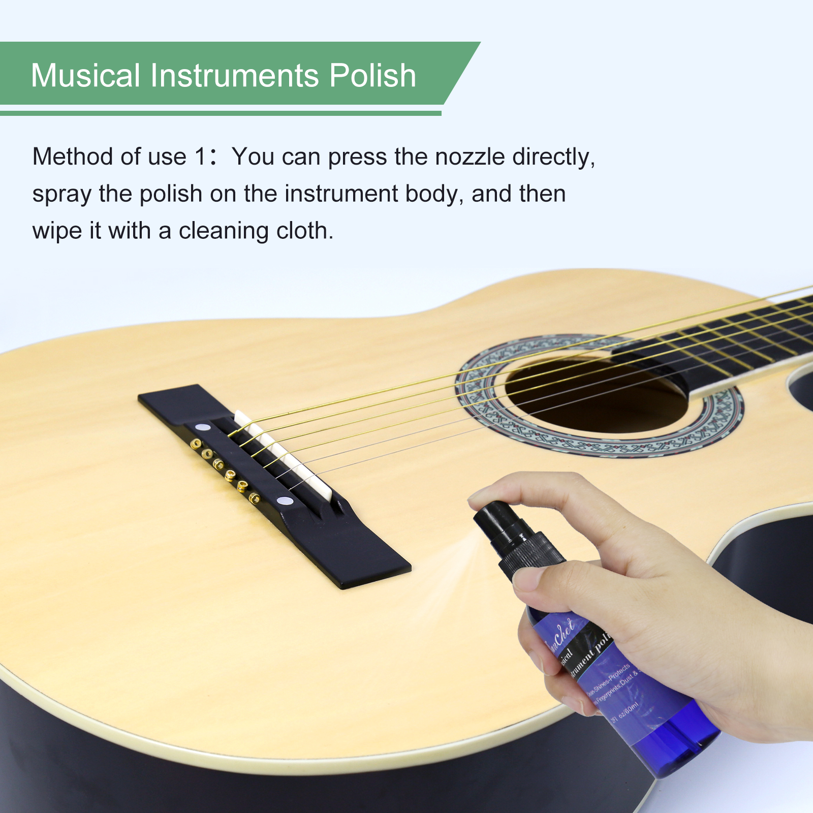 Deluxe Guitar Cleaning and Maintenance System 3-Piece Kit: Lemon Oil, Polish, and Guitar String Oil - Guitar Cleaning Kit - for cleaning, polishing, and protection of guitars.