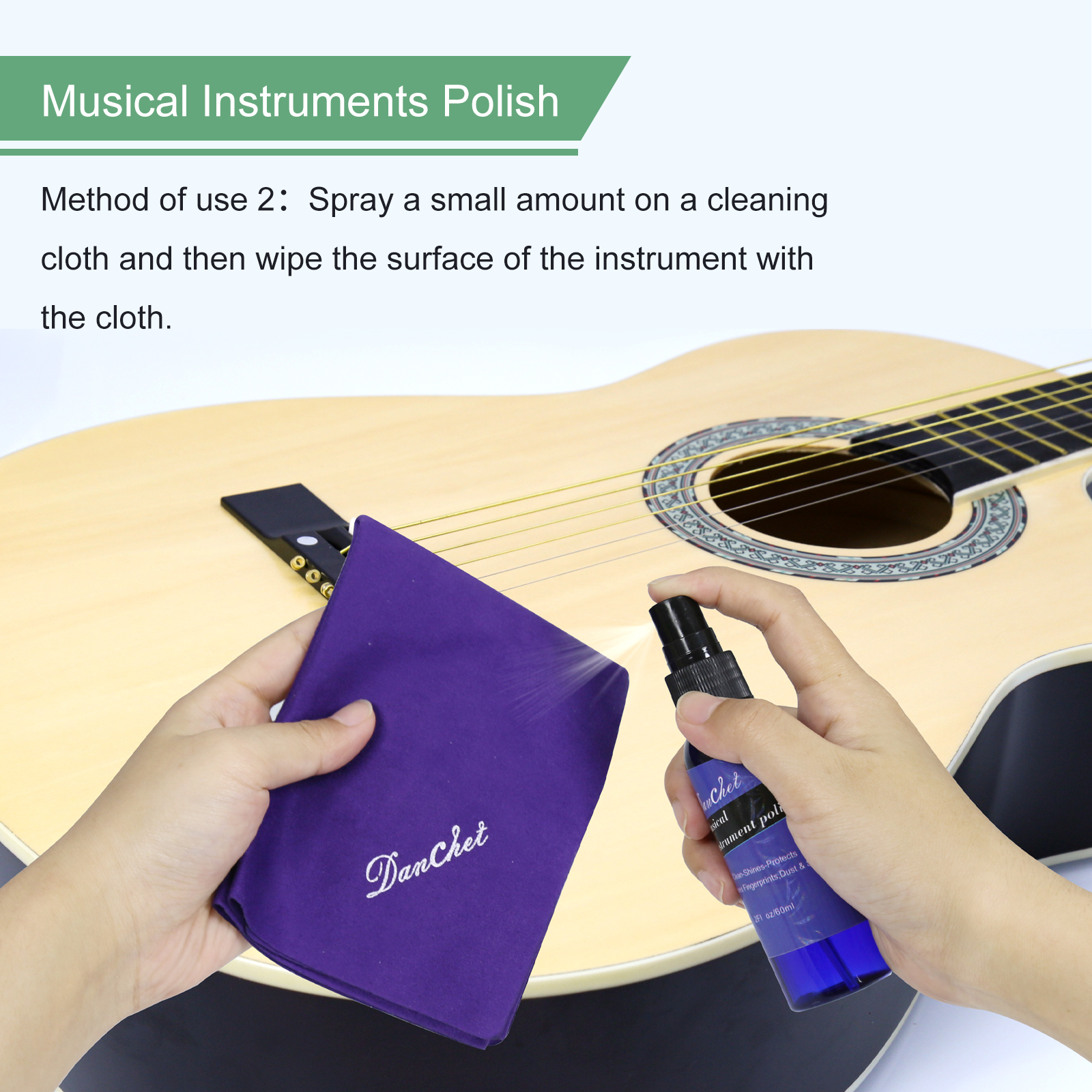 Deluxe Guitar Cleaning and Maintenance System 3-Piece Kit: Lemon Oil, Polish, and Guitar String Oil - Guitar Cleaning Kit - for cleaning, polishing, and protection of guitars.