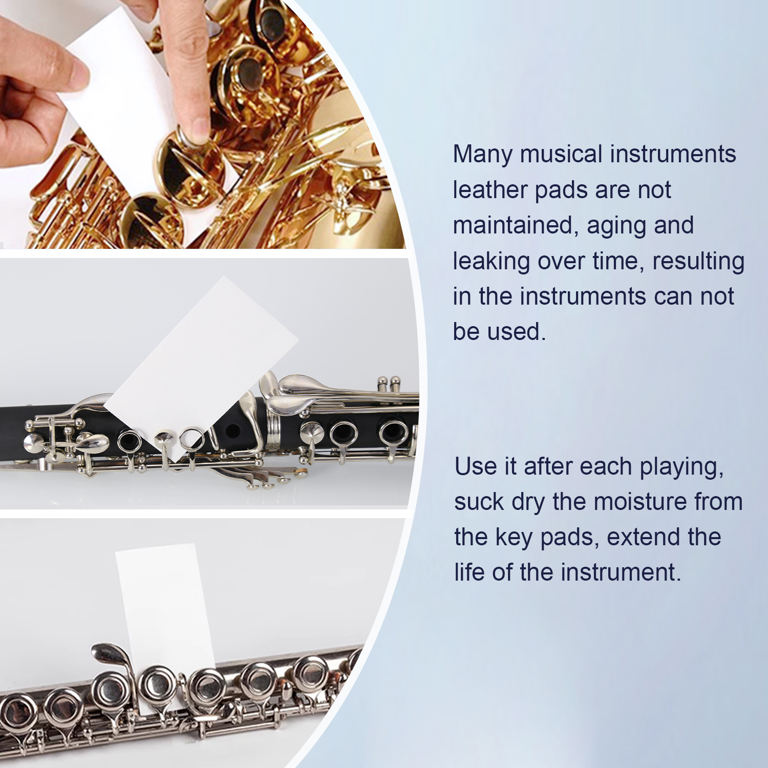 Woodwind Instrument Key Pad Absorbent Paper 20 Sheets, Saxophone Absorbent Paper for Clarinet, Flute, Oboe, Saxophone,Bassoon,Piccolo - Woodwind Instrument Maintenance…