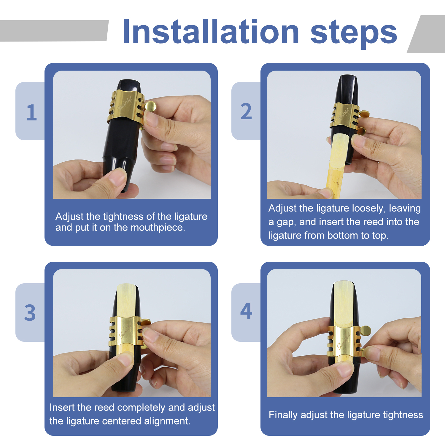 Soprano Saxophone Ligature Double Screws Gold Soprano Saxophone Ligature Fastener Mouthpiece Accessories