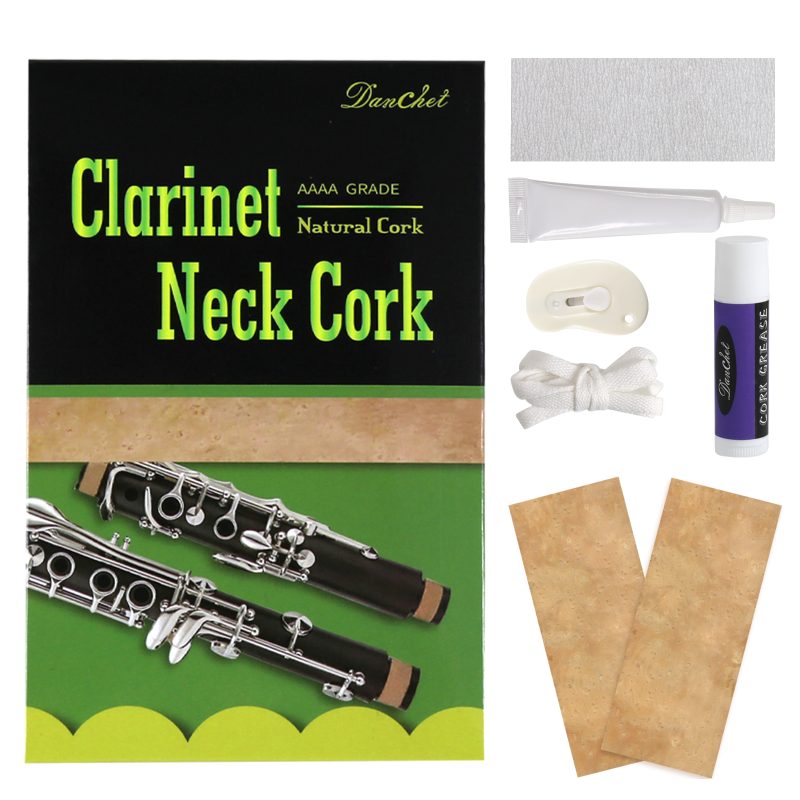 Clarinet Cork Replacement Kit, Includes Clarinet Cork, Glue, Cork Grease, Knife, Taping and Sandpaper
