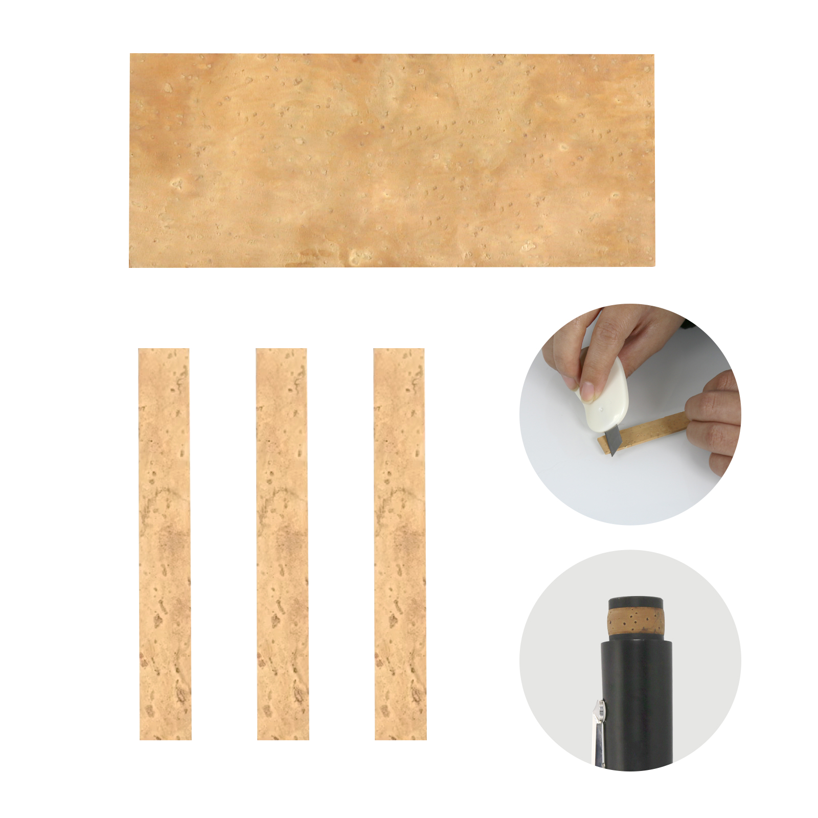 Clarinet Cork Replacement Kit, Includes Clarinet Cork, Glue, Cork Grease, Knife, Taping and Sandpaper