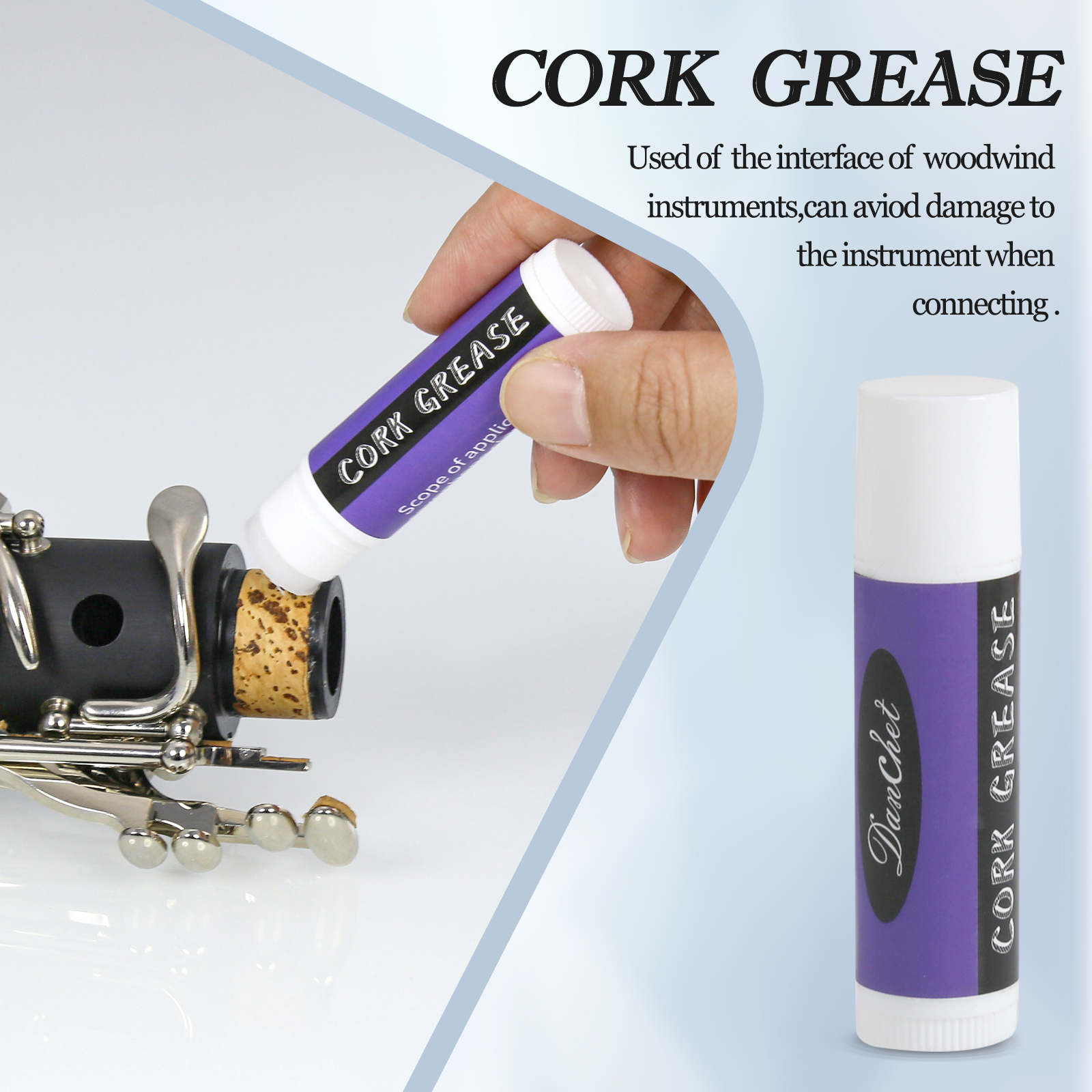 Clarinet Cork Replacement Kit, Includes Clarinet Cork, Glue, Cork Grease, Knife, Taping and Sandpaper