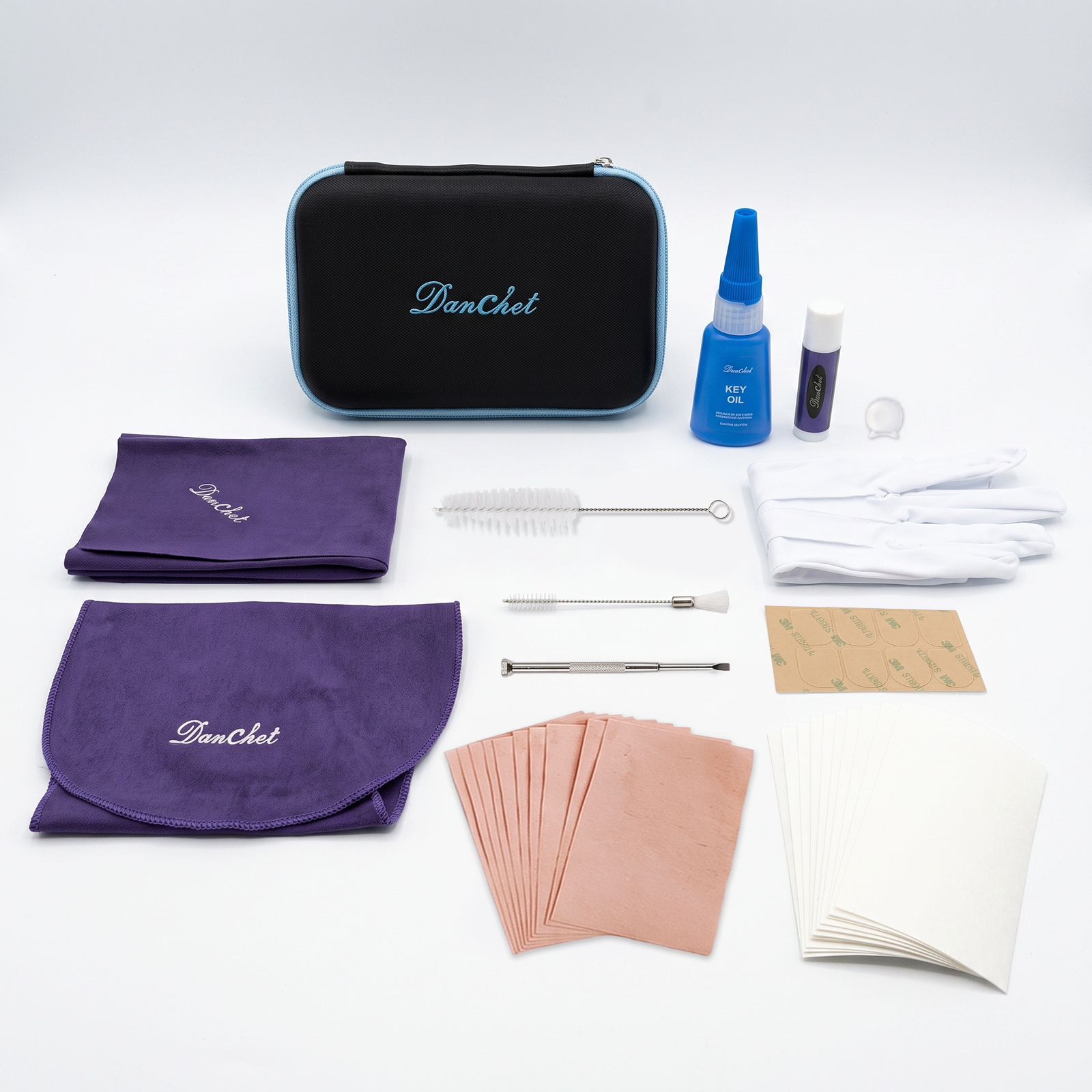 Clarinet Cleaning and Care Kit with Storage Bag, Swab, Cleaning Cloth, Key Oil, Cork Grease, Brushes, Screwdriver, Mouthpiece Cushion, Absorbent Paper for Clarinet Instrument Maintenance