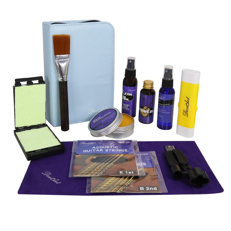 Guitar Cleaning Kit, Guitar Cleaning Care Cleaning Kit -Polish, Lemon Oil for Fretboard, Anti-Rust Oil for Strings, String Guard, String Guard Pen, Beeswax, String Cutter, A103-1 String & 2 String...