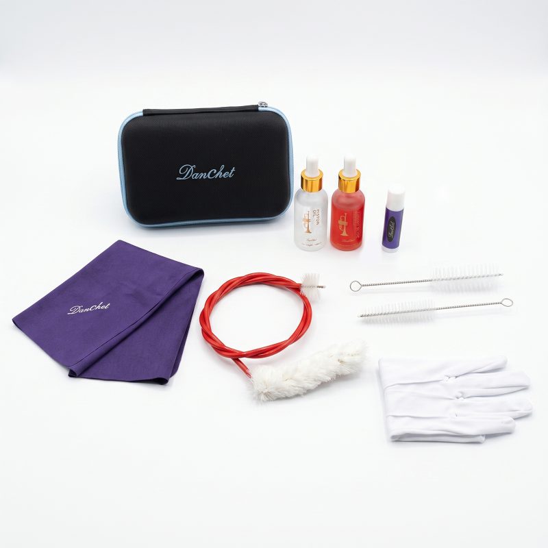 Trumpet Cleaning Kit - Trumpet (Short) Cleaning and Maintenance Kit - Multifunctional Trumpet Care Kit: Valve Oil x2, Cork Grease, Cleaning Cloth, Mouthpiece, Cleaning Brush, Gloves