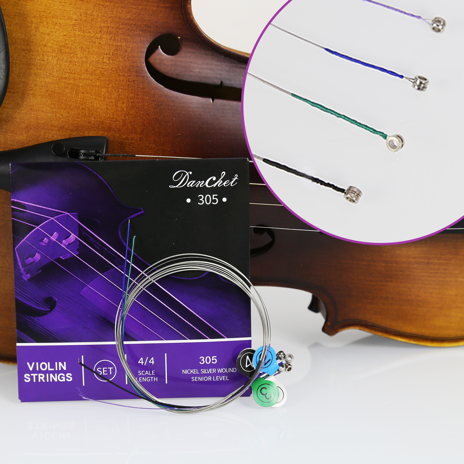Violinsaiten 4/4 Full Set Senior Level, Ball End, Neusilber umsponnen 305...